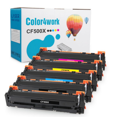 Color4work Compatible Toner Cartridge Replacement for HP 202X (CF500X CF501X CF502X CF503X) 202A High Yield 4-Pack, use for HP MFP M281 M281fdw M281cdw, M254 M254dw Printer (Black/Cyan/Magenta/Yellow)