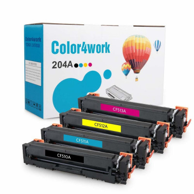Color4work Compatible Toner Cartridge Replacement for HP 204A(CF510A CF511A CF512A CF513A) High Yield Black/Cyan/Magenta/Yellow, 4-Pack, use for HP Color LaserJet Pro M154, MFP M180, MFP M181 Printer