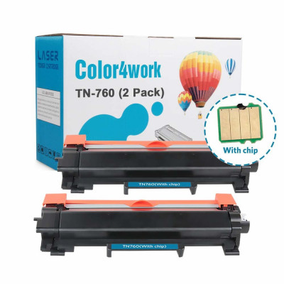 Color4work Compatible Brother TN760 Toner Cartridge TN730 Black 2-Pack, 3,000 Pages High Yield, Use for Brother HL-L2350DW MFC-L2710DW HL-L2395DW DCP-L2550DW MFC-L2750DW Printer